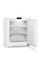 Изображение продукции, Перспектива: Под углом, с открытой дверцей, без продуктов, Малогабаритная морозильная камера с системой SmartFrost, Цвет корпуса: белый, Цвет дверцы: белый