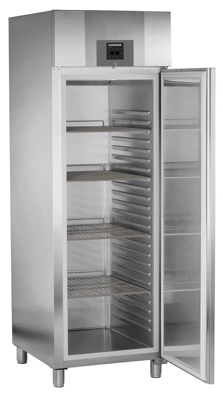 Product image, Perspective: oblique open empty, Forced-air refrigerator GN 2/1, Casing colour: stainless steel