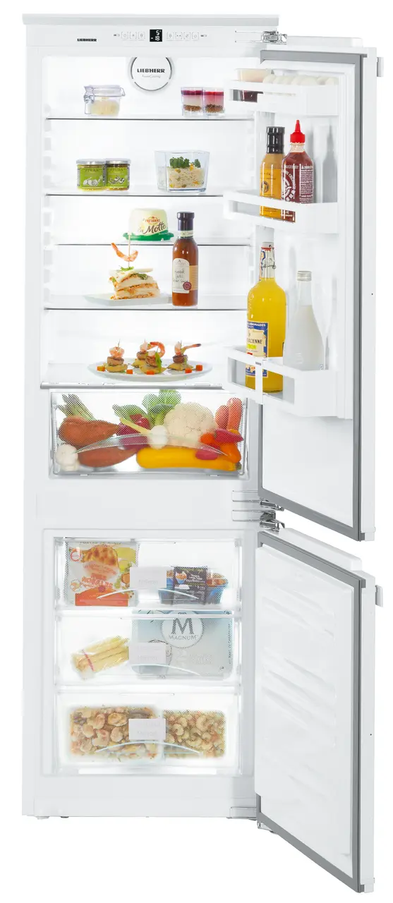 Product image, Perspective: straight open decorated, Integrated fridge-freezer combination with BioCool and NoFrost