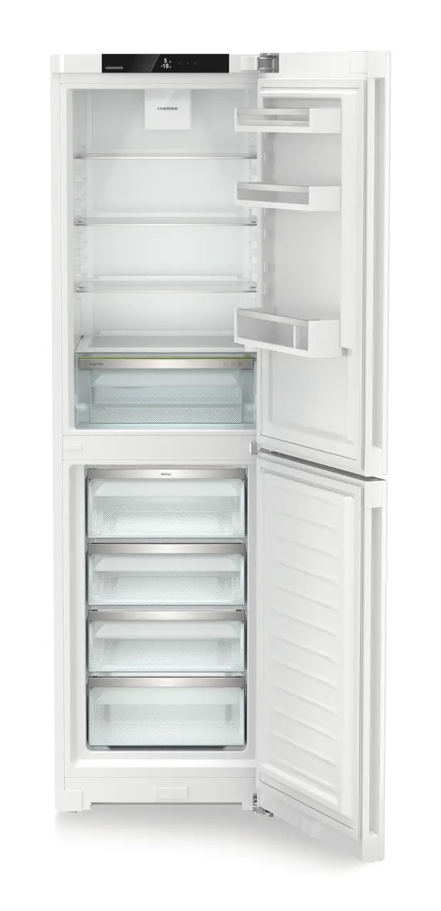 Изображение на продукта, Перспектива: Отпред, отворен, празен, Комбинация от хладилник и фризер с EasyFresh и NoFrost, Цвят на корпуса: бял, Цвят на вратата: бял