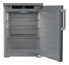 Obraz produktu, Perspektywa: Na wprost, otwarte, puste, Chłodziarka do zabudowy pod blat z chłodzeniem powietrzem obiegowym, Kolor obudowy: Stal szlachetna, Kolor drzwi: Stal szlachetna