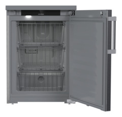 Slika proizvoda, Perspektiva: Ravno otvoreno prazno, Zamrzivač prikladan za ugradnju ispod pulta sa SmartFrostom, Boja kućišta: plemeniti čelik, Boja vrata: plemeniti čelik