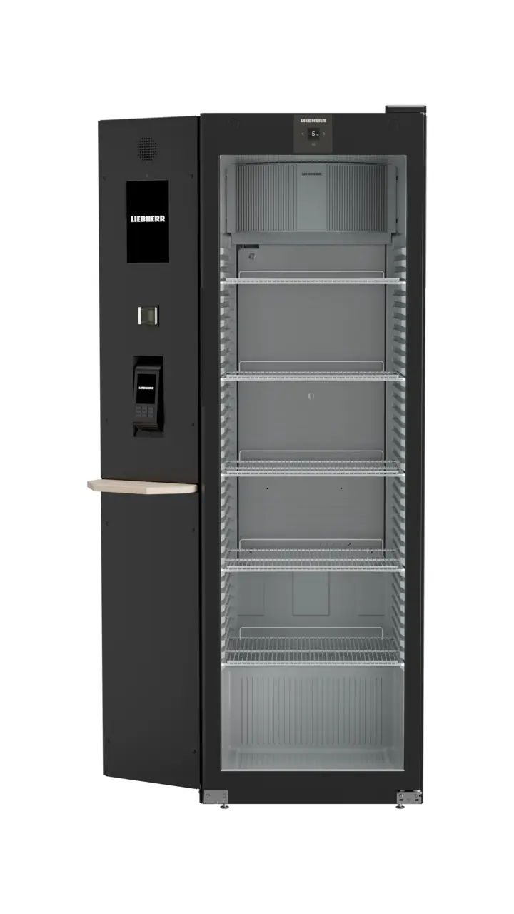 Produkt-Bild, Perspektive: gerade geschlossen leer, Kühlgerät mit Umluftkühlung, Gehäusefarbe: Schwarz, Türfarbe: Schwarz