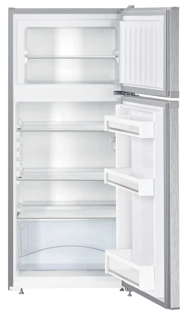 Product image, Perspective: straight open empty, Automatic refrigerator-freezer with SmartFrost, Casing colour: silver, Door colour: stainless steel look