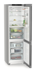 Product image, Perspective: oblique open decorated, Fridge-freezer with BioFresh and NoFrost, Casing colour: silver, Door colour: Steelfinish