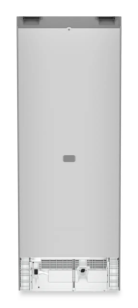 Product image, Perspective: back side, Combined fridge-freezers with EasyFresh and NoFrost, Casing colour: silver, Door colour: stainless steel