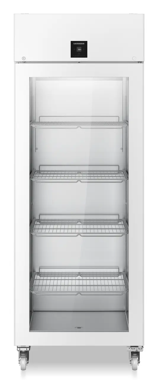 Produkt-Bild, Perspektive: gerade geschlossen leer, Laborkühlgerät mit Umluftkühlung, Gehäusefarbe: Weiß, Türfarbe: Weiß