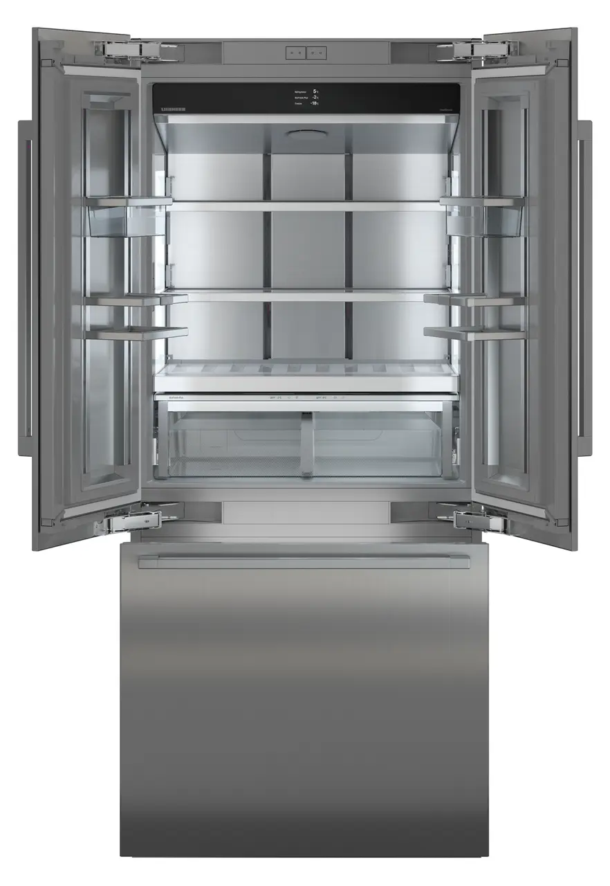 Product image, Perspective: straight open empty, Combined refrigerator-freezer with BioFresh and NoFrost for integrated use