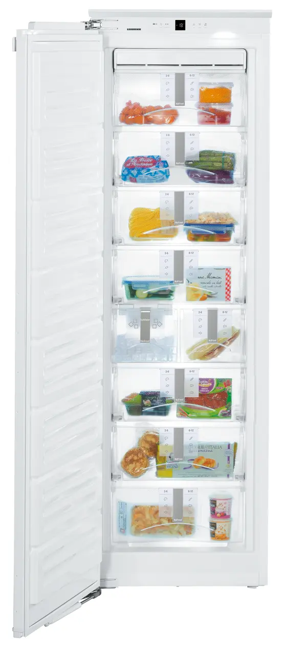 Product image, Perspective: straight open decorated, Freezer for integrated use with NoFrost