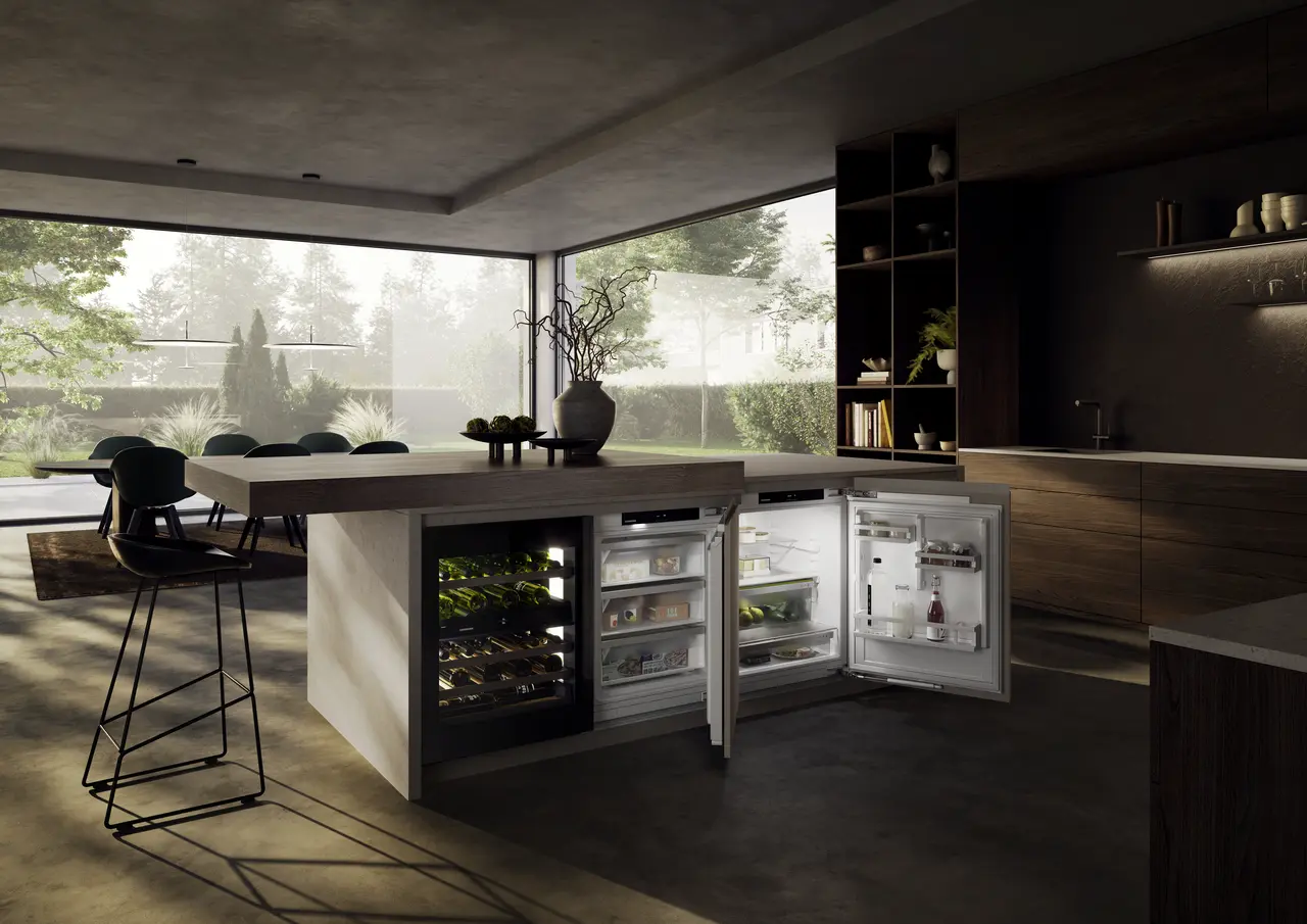 Product image, Perspective: milieu, Wine fridge suitable for undercounter installation for wine tempering, Casing colour: Anthracite, Door colour: GlassBlack