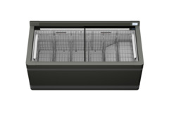 Изображение на продукта, Перспектива: Отпред, затворен, Хладилна и фризерна ракла за супермаркет, Цвят на корпуса: сив