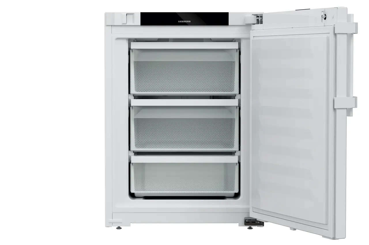 Product image, Perspective: straight open empty, Laboratory freezer with static cooling, Casing colour: white, Door colour: white