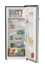 Product image, Perspective: straight open decorated, Single-door refrigerator 222 l in 4 star with iCoolTouch UI, Casing colour: grey, Door colour: Stainless Steel