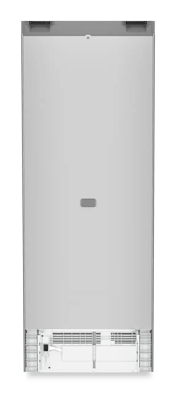 Product image, Perspective: back side, Combined fridge-freezers with EasyFresh and NoFrost, Casing colour: silver, Door colour: Steelfinish