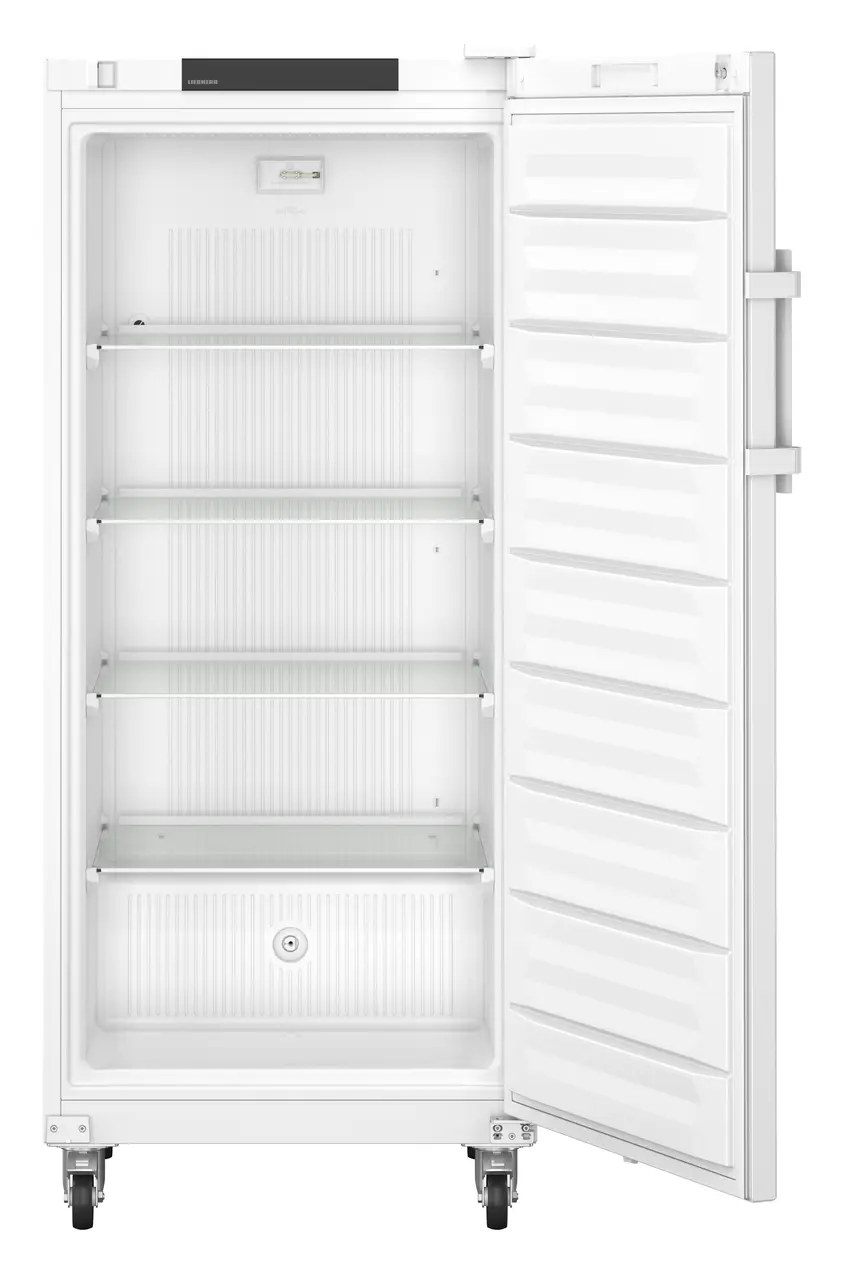 Product image, Perspective: straight open empty, Laboratory freezer with an interior free of ignition sources, Casing colour: white, Door colour: white