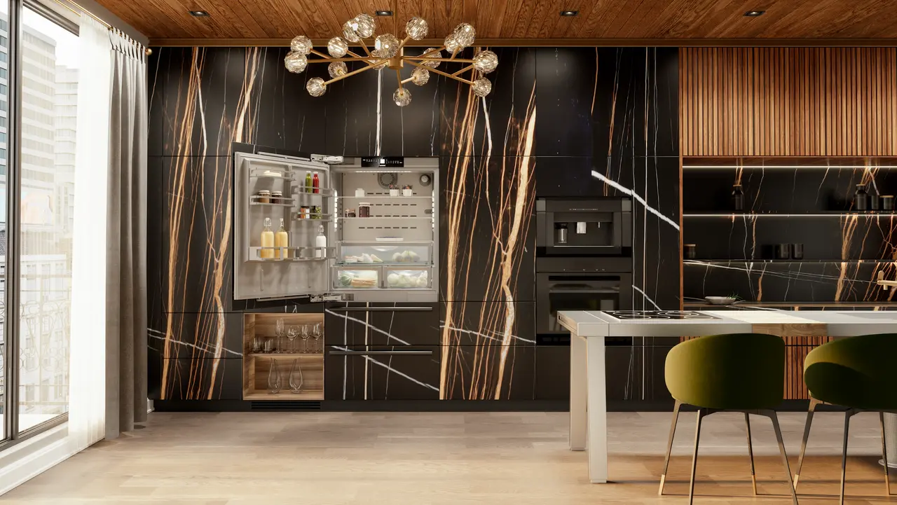 Image de produit, Perspective: Environnement, Combiné réfrigérateur-congélateur NoFrost intégrable