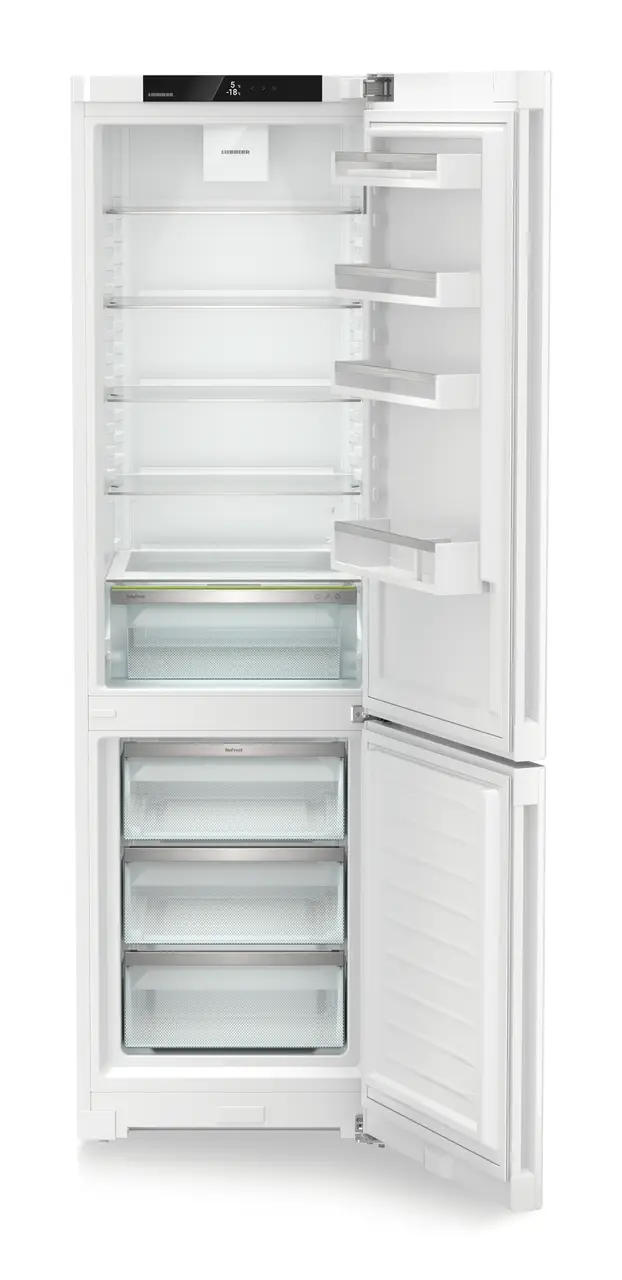 Product image, Perspective: straight open empty, Combined fridge-freezers with EasyFresh and NoFrost, Casing colour: white, Door colour: white