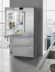 Product image, Perspective: milieu, Fridge-freezer with BioFresh and NoFrost, Casing colour: stainless steel, Door colour: stainless steel