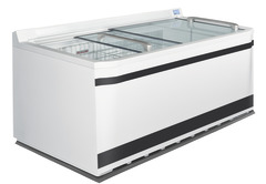 Image de produit, Perspective: Forme spéciale, Congélateur-coffre de supermarché, Couleur de l’habillage: blanc