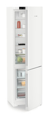 Product image, Perspective: oblique half-open decorated, Combined fridge-freezers with EasyFresh and NoFrost, Casing colour: white, Door colour: white