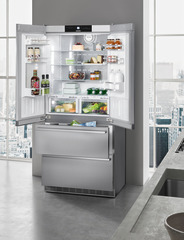 Product image, Perspective: milieu, Fridge-freezer with BioFresh and NoFrost, Casing colour: stainless steel, Door colour: stainless steel