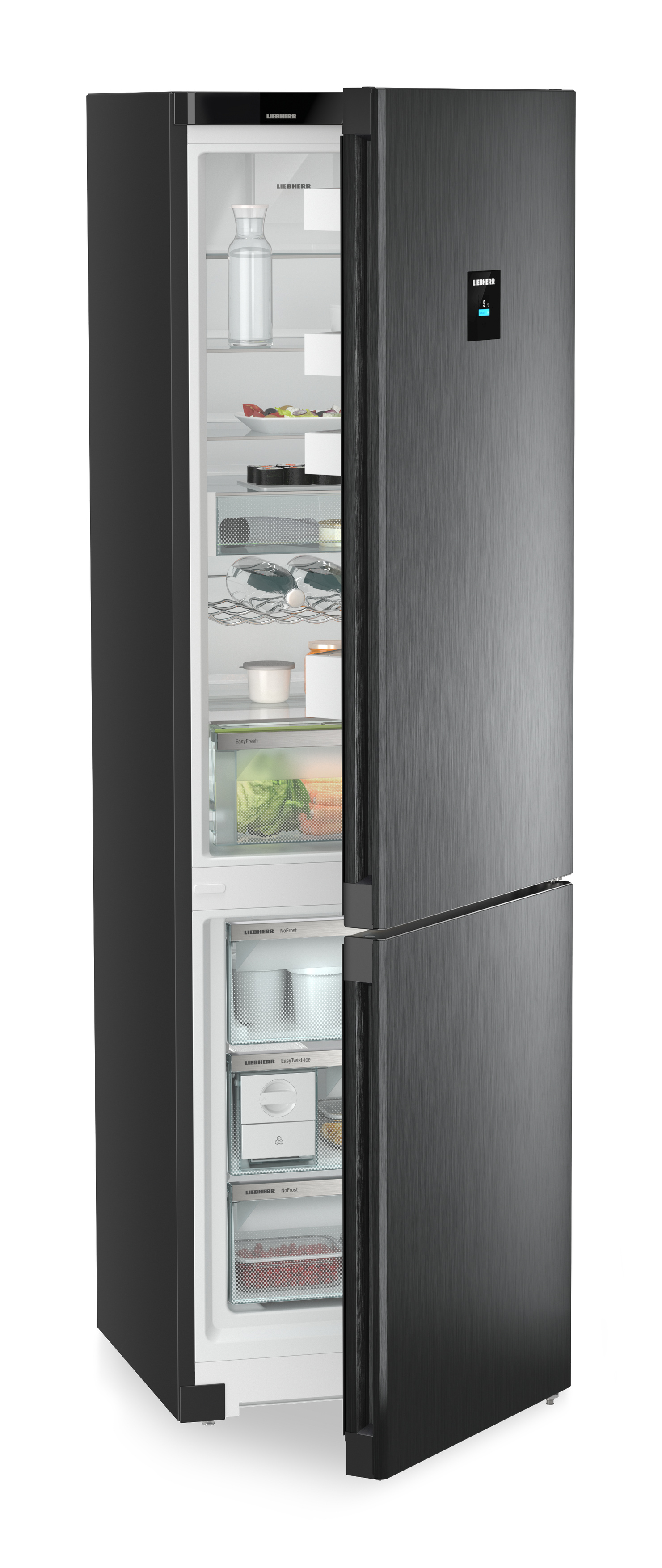 מקרר מקפיא תחתון Liebherr CNbdc 573i בנפח 371 ליטר עם EasyFresh ו-NoFrost — BlackSteel