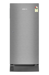 Product image, Perspective: straight closed, Single-door fridge 191 l in 2 star with foot pedal base drawer, Casing colour: grey, Door colour: Silver Steel