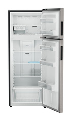 Product image, Perspective: straight open empty, Fridge-freezer with NoFrost, Casing colour: grey, Door colour: Grey Steel