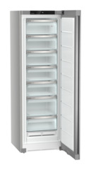 Produktbild, Perspektiv: Vinklad, öppen, tom, Fristående frysskåp med NoFrost