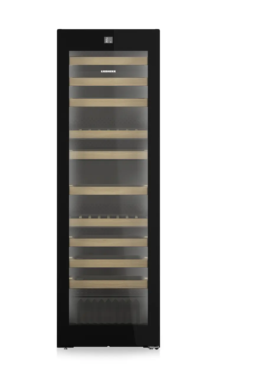 Product image, Perspective: straight closed empty, Multi-temperature wine cabinet, Casing colour: BlackSteel, Door colour: GlassBlack