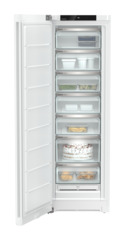 Изображение продукции, Перспектива: Прямо, с открытой дверцей, с продуктами, Морозильная камера с системой NoFrost, Цвет корпуса: белый, Цвет дверцы: белый