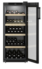Product image, Perspective: straight open decorated, Wine storage cabinet, Casing colour: black, Door colour: black