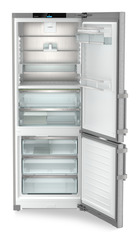 Product image, Perspective: straight open empty, Fridge-freezer with BioFresh Professional and NoFrost, Casing colour: silver, Door colour: stainless steel