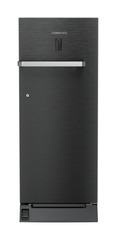 Product image, Perspective: straight closed, Single-door refrigerator 222 l with foot pedal base drawer and iCoolTouch UI, Casing colour: grey, Door colour: BlackSteel