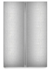 Product image, Perspective: straight closed, Side-by-Side combination, Casing colour: silver, Door colour: Steelfinish