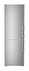 Product image, Perspective: straight closed, Combined fridge-freezers with EasyFresh and NoFrost, Casing colour: silver, Door colour: stainless steel