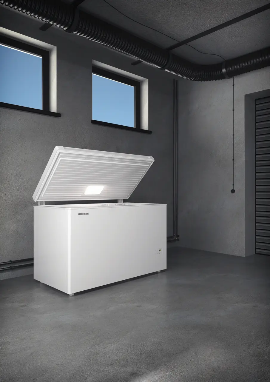 Изображение на продукта, Перспектива: Околна среда, Фризерна ракла, Цвят на корпуса: бял, Цвят на вратата: бял