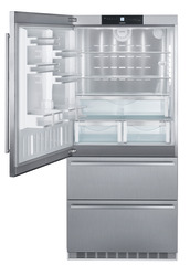 Product image, Perspective: straight open empty, Fridge-freezer with NoFrost, Casing colour: stainless steel, Door colour: stainless steel