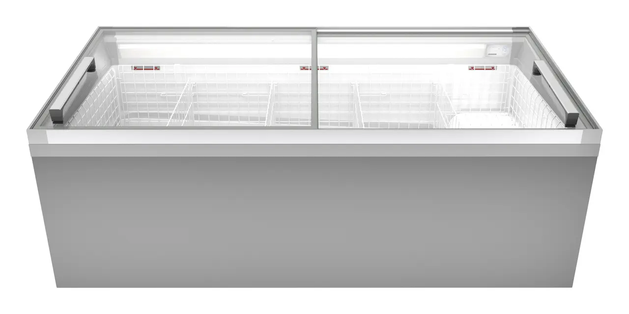 Image de produit, Perspective: Forme spéciale, Réfrigérateur-coffre et congélateur-coffre de supermarché, Couleur de l’habillage: blanc
