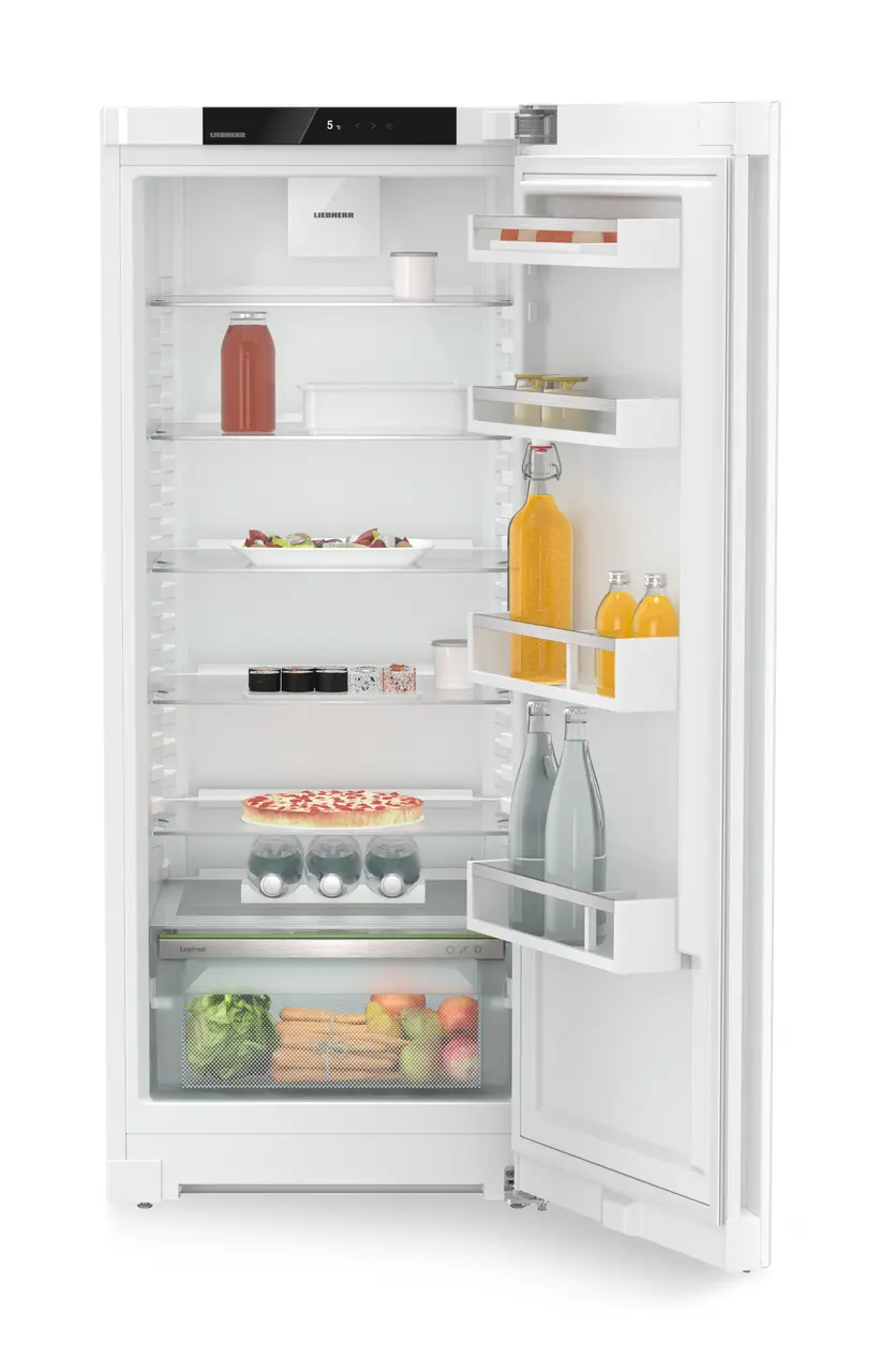 Изображение продукции, Перспектива: Прямо, с открытой дверцей, с продуктами, Холодильный шкаф с EasyFresh, Цвет корпуса: белый, Цвет дверцы: белый