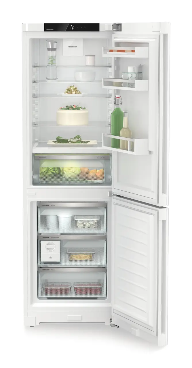 Product image, Perspective: straight open decorated, Fridge-freezer with BioFresh and NoFrost, Casing colour: white, Door colour: white