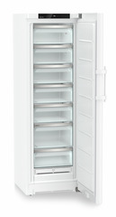 Изображение продукции, Перспектива: Под углом, с открытой дверцей, без продуктов, Морозильная камера с системой NoFrost, Цвет корпуса: белый, Цвет дверцы: белый