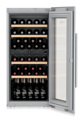 Product image, Perspective: special form, Built-in multi-temperature wine cabinet, Casing colour: silver, Door colour: silver