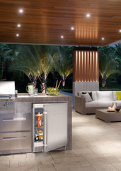 Product image, Perspective: milieu, Outdoor fridge, Casing colour: grey, Door colour: stainless steel