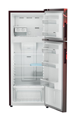 Product image, Perspective: straight open empty, Fridge-freezer with NoFrost, Casing colour: red, Door colour: Red Divine