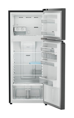 Product image, Perspective: straight open empty, Fridge-freezer with NoFrost, Casing colour: grey, Door colour: BlackSteel