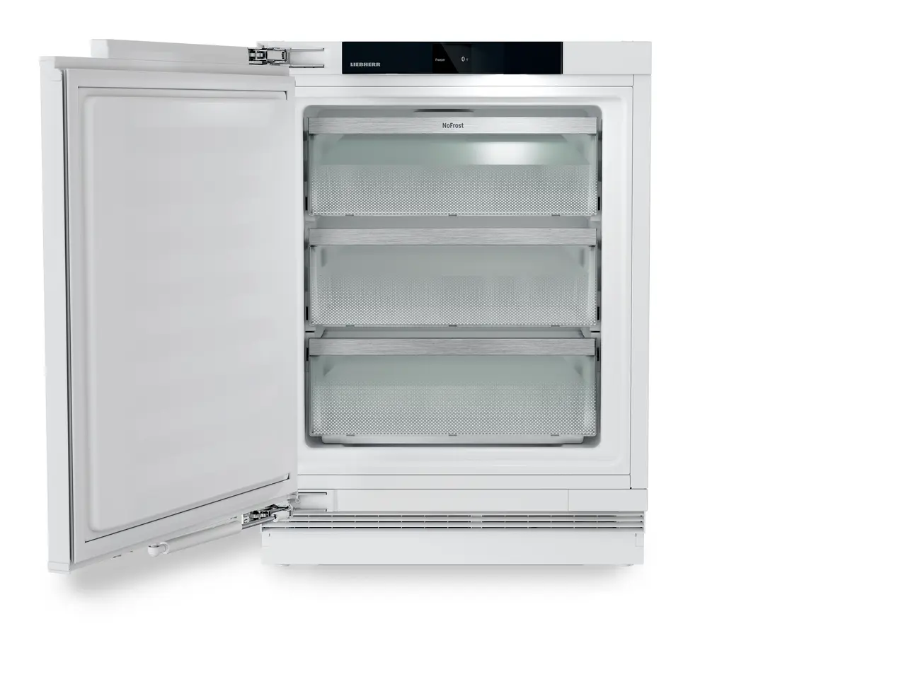 Product image, Perspective: straight open empty, Freezer suitable for undercounter installation with NoFrost