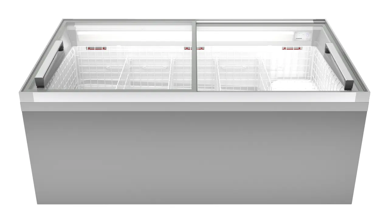 Image de produit, Perspective: Forme spéciale, Réfrigérateur-coffre et congélateur-coffre de supermarché, Couleur de l’habillage: blanc