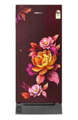 Product image, Perspective: straight closed, Single-door fridge, 191 l in 2 star with foot pedal base drawer, Casing colour: red, Door colour: Red Wonder