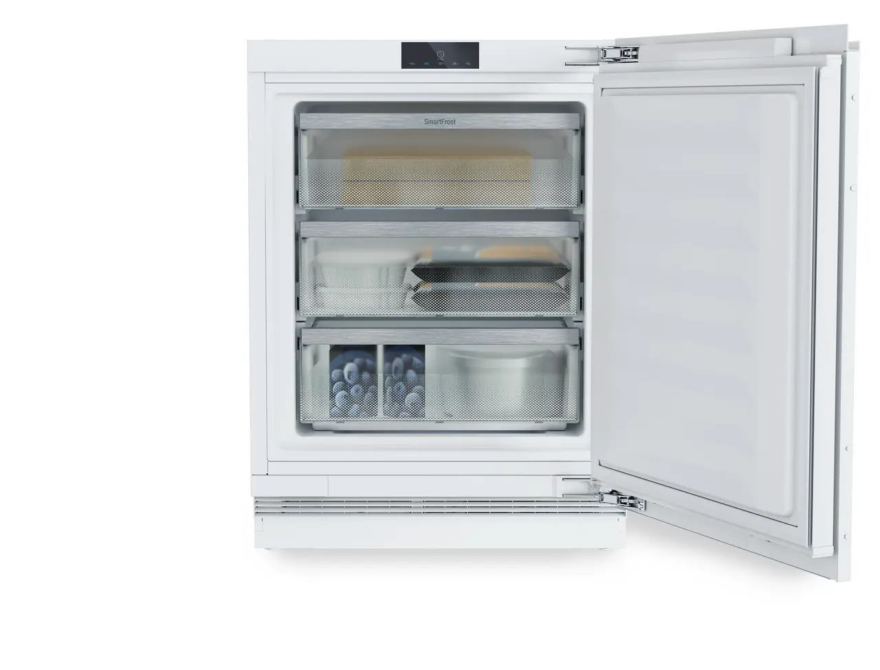 Produkt-Bild, Perspektive: gerade offen dekoriert, Dekorfähiger Unterbau-Gefrierschrank